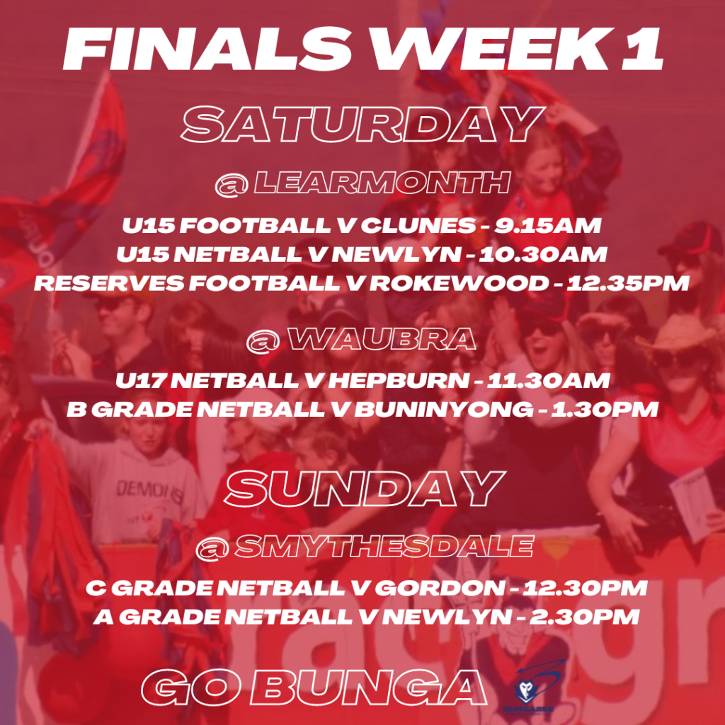 Finals Week 1 Schedule Bungaree Football & Netball Club